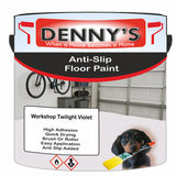 Denny's Floor Paint For Grip Coating Colour- Workshop Twilight Violet - Anti-Slip Hardwearing Safe