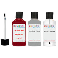 Lacquer metallic paint Porsche Boxster Spyder Carmine Red Code Lm3C Scratch Repair Kit
