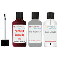 Lacquer metallic paint Porsche Boxster Carmona Red Code 8B2 Scratch Repair Kit