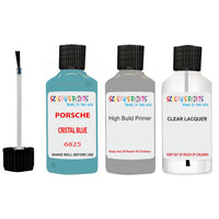 Lacquer metallic paint Porsche 911 Cristal Blue Code 6825 Scratch Repair Kit