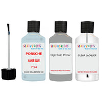 Lacquer metallic paint Porsche Other Models Annie Blue Code Y34 Scratch Repair Kit