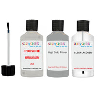 Lacquer metallic paint Porsche 911 Marmor Gray Code A8 Scratch Repair Kit