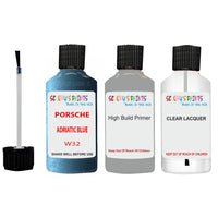 Lacquer metallic paint Porsche Other Models Adriatic Blue Code W32 Scratch Repair Kit