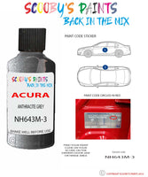 Paint For Acura Tl Anthracite Grey Code Nh643M-3 Touch Up Scratch Stone Chip Repair