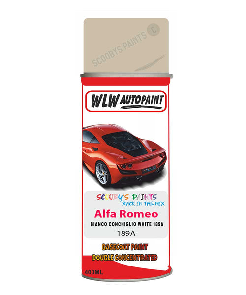 Paint For Alfa Romeo 147 Bianco Conchiglio White Aerosol Spray Paint 189A