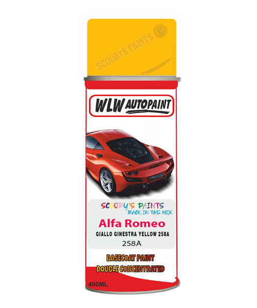 Paint For Alfa Romeo Spider Giallo Ginestra Yellow Aerosol Spray Paint 258A