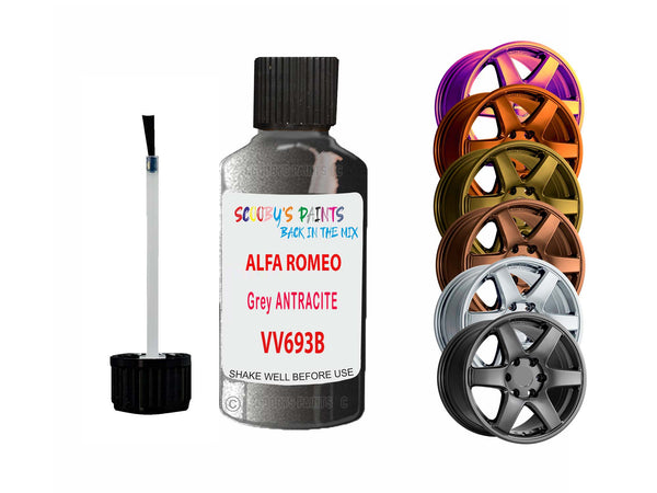 Alloy Wheel Repair Paint For Alfa Romeo Grey Antracite Vv693B 2001-2023