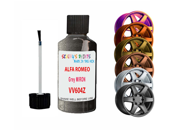 Alloy Wheel Repair Paint For Alfa Romeo Grey Miron Vv604Z 2001-2023
