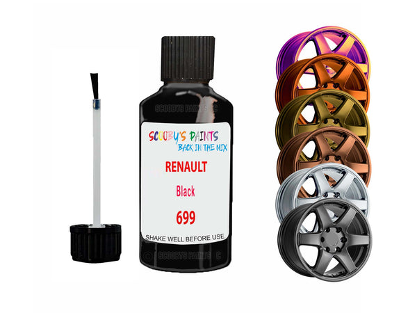 Alloy Wheel Repair Paint For Renault Black 699 2001-2023