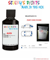 Paint Code Location Sticker for audi tt s line brillant black code 191 touch up paint 2006 2007