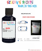 Paint Code Location Sticker for audi s8 brillant blue code ly5k touch up paint 1990 2007