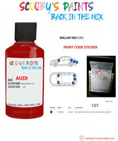 Paint Code Location Sticker for audi tt s line brillant red code 137 touch up paint 2006 2007