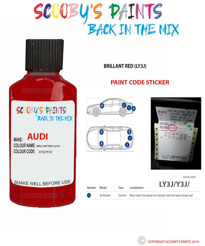 Paint For Audi A3 Brillant Red Code Ly3J Touch Up Paint Scratch Stone ...