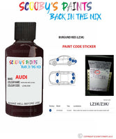 Paint Code Location Sticker for audi s8 burgund red code lz3k touch up paint 2001 2007