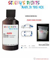 Paint Code Location Sticker for audi s8 espresso brown code n5 touch up paint 2001 2004