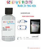 Paint Code Location Sticker for audi q4 glacier white code ls9r s9r touch up paint 2011 2019