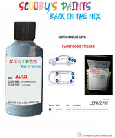 Paint Code Location Sticker for audi tt s line gletscher blue code lz7k touch up paint 2003 2007