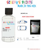 Paint Code Location Sticker for audi tt ibis white code 104 touch up paint 2006 2017