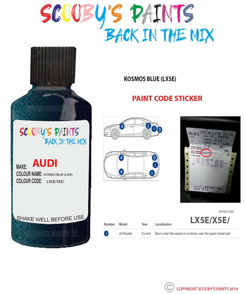 thumbnail image 2 of Myldan Audi Cosmos Blue LX5E Touch Up Paint Pen - 20ml With Brush & Needle For Car Chip Repair 2 of 6