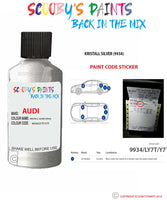 Paint Code Location Sticker for audi s8 kristall silver code 9934 ly7t y7t touch up paint 1990 1999