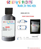 Paint Code Location Sticker for audi a8 mineral grey code y7k touch up paint 1997 2002