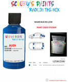 Paint Code Location Sticker for audi s8 nogaro blue rs code lz5m touch up paint 1994 2005