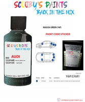 Paint Code Location Sticker for audi s8 ragusa green code y6p touch up paint 1990 2001