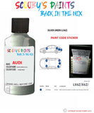 Paint Code Location Sticker for audi s8 silver green code lx6z touch up paint 2003 2007