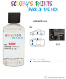 Bmw 3 Series Alpine White Ii Paint code location sticker 218 Touch Up Paint