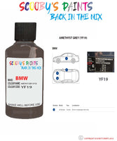 Bmw 6 Series Amethyst Grey Paint code location sticker Yf19 Touch Up Paint Scratch Stone Chip