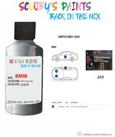 Bmw X3 Arktis Grey Paint code location sticker 269 Touch Up Paint Scratch Stone Chip Repair