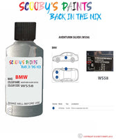 Bmw X5 Aventurin Silver Paint code location sticker Ws58 Touch Up Paint Scratch Stone Chip