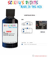 Bmw 3 Series Azurit Black Paint code location sticker Ws34 Touch Up Paint Scratch Stone Chip