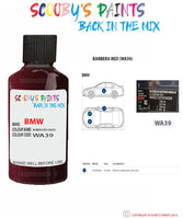 Bmw 5 Series Barbera Red Paint code location sticker Wa39 Touch Up Paint Scratch Stone Chip