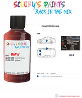 Bmw 6 Series Chiaretto Red Paint code location sticker 894 Touch Up Paint Scratch Stone Chip