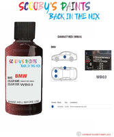 Bmw 3 Series Damast Red Paint code location sticker Wb03 Touch Up Paint Scratch Stone Chip