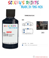 Bmw X3 Dunkel Blue Paint code location sticker 263 Touch Up Paint Scratch Stone Chip Repair