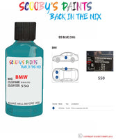 Bmw 3 Series Eis Blue Paint code location sticker 550 Touch Up Paint Scratch Stone Chip Kit