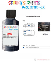 Bmw 5 Series Frozen Dark Blue Paint code location sticker Ww44 Touch Up Paint