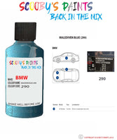 Bmw X3 Malediven Blue Paint code location sticker 290 Touch Up Paint Scratch Stone Chip Kit
