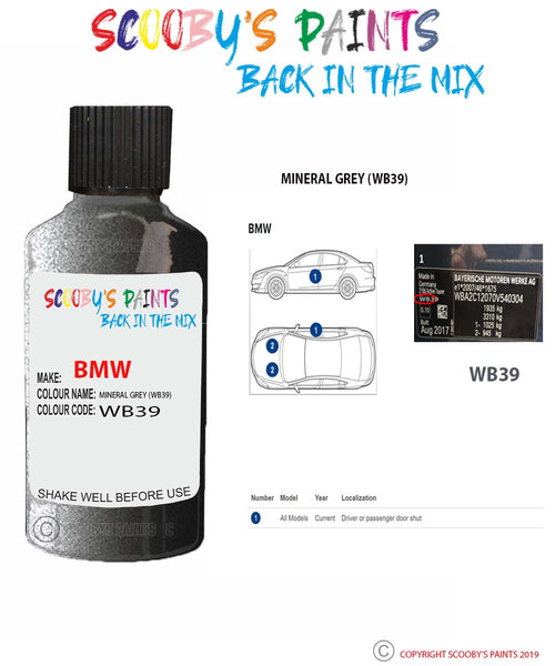 Paint For Bmw Mineral Grey Paint Code Wb39/B39 Touch Up Paint Repair D –  Auto Car Paint UK