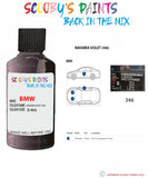 Bmw 8 Series Navarra Violet Paint code location sticker 346 Touch Up Paint Scratch Stone Chip