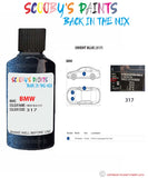 Bmw X3 Orient Blue Paint code location sticker 317 Touch Up Paint Scratch Stone Chip Repair