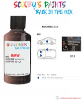 Bmw 4 Series Rauchtopas Paint code location sticker X12 Touch Up Paint Scratch Stone Chip