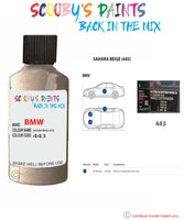 Bmw 7 Series Sahara Beige Paint code location sticker 443 Touch Up Paint Scratch Stone Chip