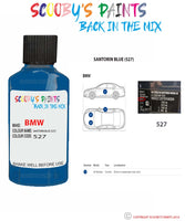 Bmw 3 Series Santorin Blue Paint code location sticker 527 Touch Up Paint Scratch Stone Chip