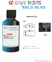 Bmw 7 Series Sorrent Blue Paint code location sticker 360 Touch Up Paint Scratch Stone Chip