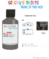 Bmw X5 Sterling Grey Paint code location sticker Yf22 Touch Up Paint Scratch Stone Chip Kit