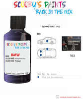 Bmw 5 Series Techno Violet Paint code location sticker 502 Touch Up Paint Scratch Stone Chip