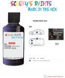 Bmw 3 Series Techno Violet Paint code location sticker 502 Touch Up Paint Scratch Stone Chip